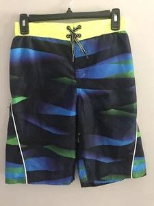Zero X Posur Boys Swim Trunks Size Medium 10/12 Blue Green Yellow Black - Picture 1 of 6