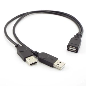 USB 2.0 A Female to 2 Dual USB Male DC Power Adapter Y Splitter Cable Connector - Picture 1 of 7