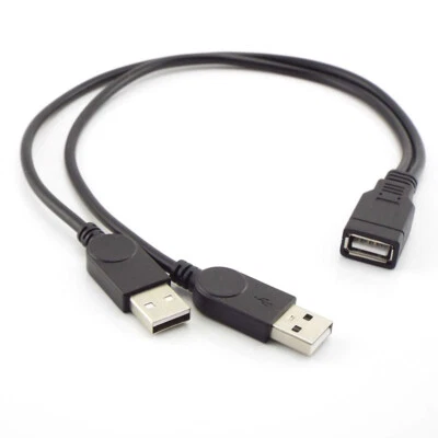 USB 2.0 A Female to 2 Dual USB Male DC Power Adapter Y Splitter Cable Connector - Image 1 of 4