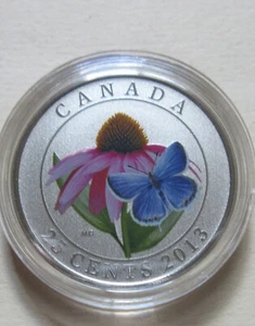 2013 Canada Purple Coneflower $0.25 Coloured Coin. UNC. Original Mint Case.RJ - Picture 1 of 8