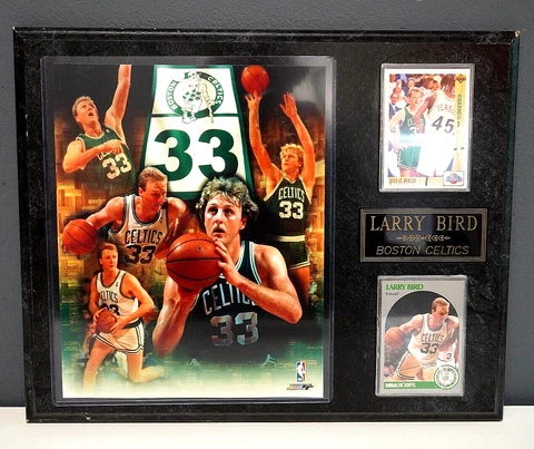 Larry Bird Boston Celtics 2-Card 1-Photo 15x12 Plaque Cover