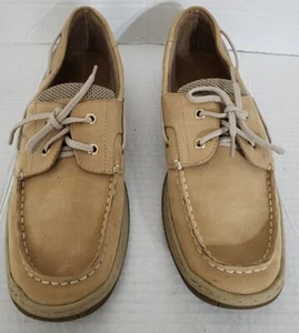 Tommy Hilfiger Women’s Boat Shoes Size 10 Beige Loafer Slip On Leather Tie - Picture 1 of 7
