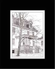 Clermont Mansion Print, Note Card, Pen and Ink, Matted, Hudson River