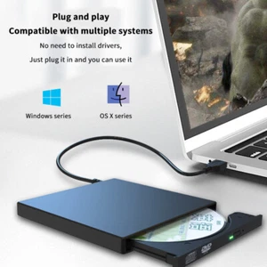 USB 2.0 External DVD Player CD Drive Mp3 Music Movies Portable Reader - Afbeelding 1 van 15