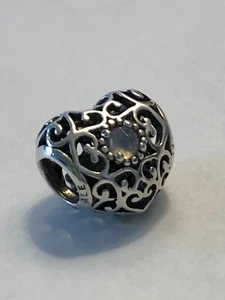 October Heart Birthstone Charm S925 Authentic Sterling Silver - Picture 1 of 2