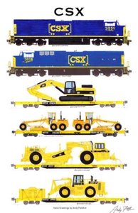 CSX Construction Tractor Train 11"x17" Poster by Andy Fletcher signed  - Picture 1 of 1