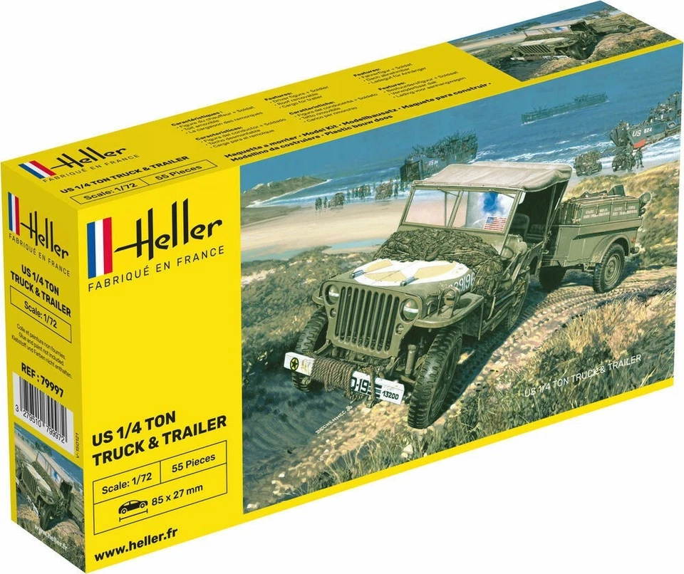 HELLER 79997 US 1/4 TON TRUCK & TRAILER SCALA 1/72 CONDIZIONE  NUOVO - Immagine 1 di 1