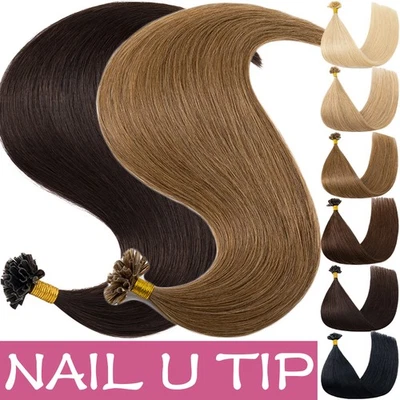 CLEARANCE Thick 150g Nail U Tip 100% Real Human Remy Hair Extensions Full Head - Image 1 of 4