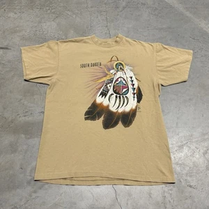 Camiseta vintage años 90 South Dakota Badlands arte plumas nativas talla grande - Imagen 1 de 9