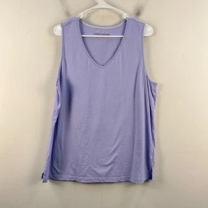 Carole Hochmann Womens Large Tank Top Purple Knit Stretch Pullover Cotton 20480 - Picture 1 of 8