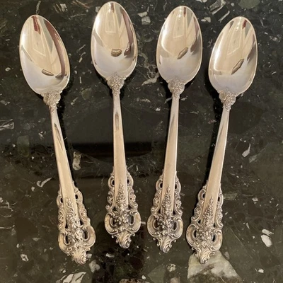 2 WALLACE GRANDE BAROQUE SERVING SPOON 8 5/8" STERLING SILVER FLATWARE SET - Image 1 of 4