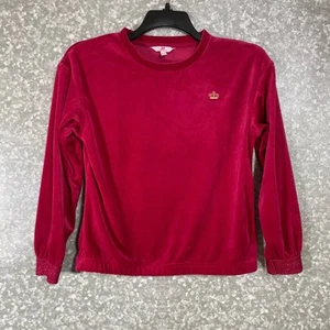 Juicy by Juicy Couture Girls Red Velour Y2K Sweatshirt - Size Large - Sparkle - Picture 1 of 7