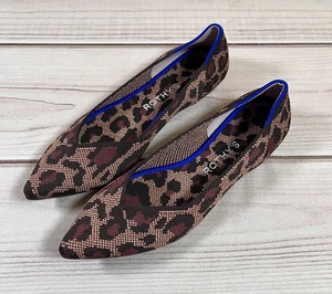 Rothy’s The Point Flats Retired Leopard Wildcat Women’s 7 Pointed Toe Shoes NEW - Picture 1 of 12