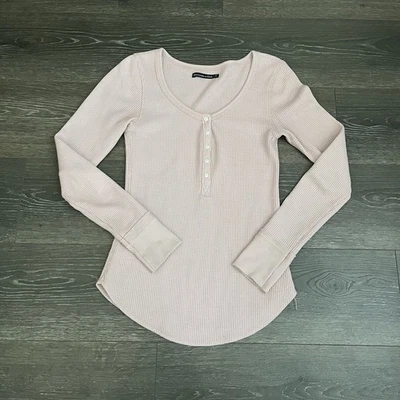 De Colección Abercrombie & Fitch Henley Waffle Tejido Manga Larga Grunge Y2K Rosa Pequeño Foto 1 de 4