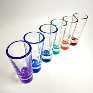 6 vasos Crisa Rainbow Shot fondo pesado tiradores de vodka tequila artículos de bar retro - Imagen 1 de 12