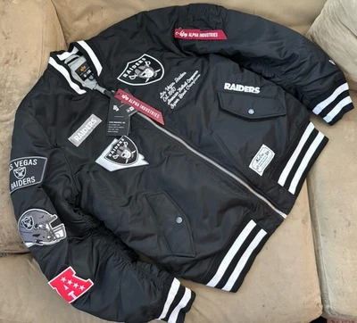 New Era X Alpha Industries NFL Las Vegas Raiders MA-1 Jacket Black Size XL NEW - Image 1 of 4