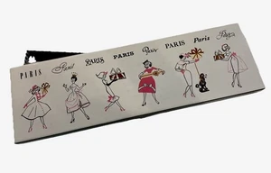 Paris gift Jewelry Box Small thin, rectangle retro graphic design pink and white - Picture 1 of 23