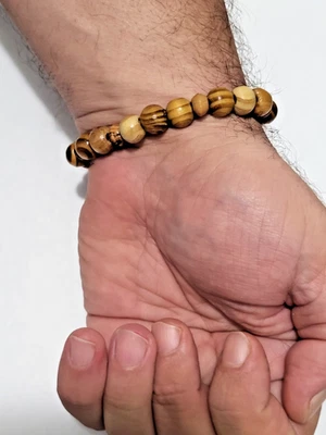 Pulsera Madera Olivo Hecha a Mano Belén Jerusalén Cuentas 5mm y 8mm para Hombre Mujer Foto 1 de 4