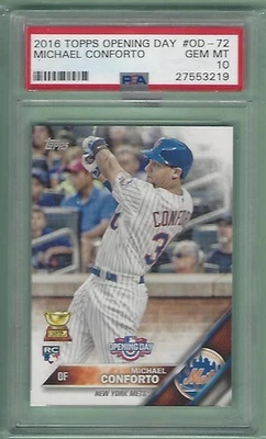 Topps Opening Day Michael Conforto Mets RC 2016 #OD-72 PSA gema como nuevo 10 Foto 1 de 2
