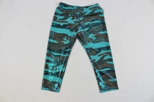 Girls Blue Green Camo Camouflage Shiny Leggings Pants Made in USA NEW 8 - Picture 1 of 4