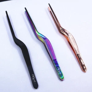 Chef Plating TWEEZERS Tongs Serving Presentation Stainless Steel Offset Tweezer - Foto 1 di 3