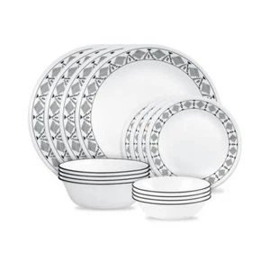 Cusco 16-Piece Vitrelle Glass Dinnerware Set (Service for 4) in Gray and White - Picture 1 of 3