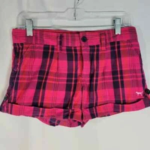 Victoria's Secret PINK Pink / Navy / Orange Plaid Shorts w/Dog Logo Size 2 - Picture 1 of 9