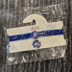 Carisma Necklace Choker Blue Velvety Ribbon & Gem Flowers Gold Tone Jewelry - Picture 1 of 6