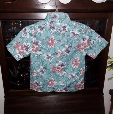 Camisas Reyn Spooner Niño BANZA BISCUS BOY Color-Azul Orilla Botón Completo Foto 1 de 2