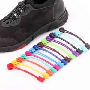 No Tie Elastic Locked Lock Shoelaces Toggle Shoe Laces Sneakers Black White dots - Picture 1 of 6