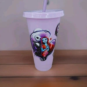 Jack Skellington Cold Cup - Jack and Sally Drinks Cup With Lid And Straw - Picture 1 of 5