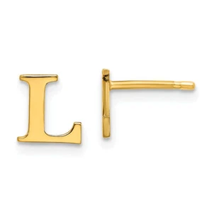 925 Sterling Silver Gold Plated Letter L Initial Stud Earrings - Picture 1 of 5