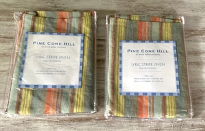 2 Almohadas de Lino Pine Cone Hill Falsas Estándar RAYAS LÍRICAS Multicolor Atado Trasero NUEVO - Imagen 1 de 10