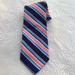 LUCIANO BARBERA Necktie Men's 100% Silk ITALY Rep Striped Navy - Picture 1 of 12