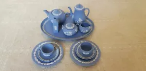 Blue Wedgwood jasperware miniature tea set - Picture 1 of 12