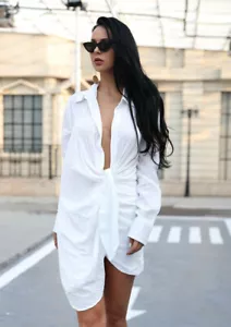 Kendra White Shirt Dress - Picture 1 of 5