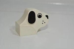 Lego Hundekopf Stein mit schwarzen Augen, Nase, Ohren und Schnurrhaaren Punkten Muster 6243 - Bild 1 von 2