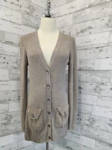 Diane von Furstenberg Ribbed Cardigan Medium V Neck Stretch Pockets - Picture 1 of 8
