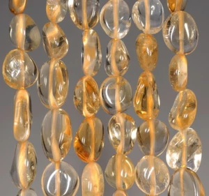 8-9MM CITRINE GEMSTONE PEBBLE NUGGET LOOSE BEADS 15.5" - Picture 1 of 4