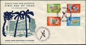 Suriname #B69-B72 Native Art 1960 New Post Office Opening FDC Paramaribo Cover - Picture 1 of 1