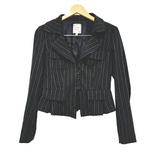 Vintage! Nanette Lepore Nadelstreifen Schößchen Blazer Jacke tailliert 6 90er Dark Academia - Bild 1 von 17