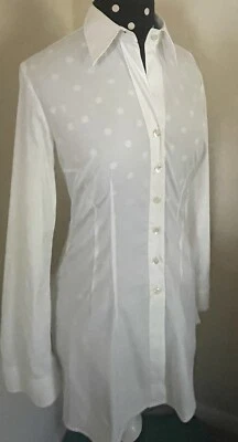 Walter Voulaz-Camisa Blanca Manga Larga Algodón Elástico Botón Frontal-Talla 38-Italia Foto 1 de 4