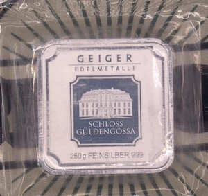 **GEIGER** Edelmetalle 250g .999 Fine SILVER Bullion SQUARE Bar Sealed #BV217989 - Bild 1 von 3