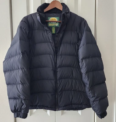Cabelas Premier Northern Goose Down Puffer Jacket Black Full Zip Pockets- Size L - Image 1 of 4