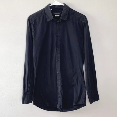 Dolce & Gabbana GOLD Button-Down Shirt Mens 15/38 Washed Black Classic Evening - Image 1 of 4