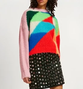 Essentiel Antwerp Efancy Intarsia-Knitted Pullover Sweater XS/ S Multicolor Wool - Picture 1 of 10