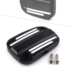 Front Stripe Brake Master Cylinder Cover Cap for Harley Touring 2008 Up Black - Picture 1 of 6