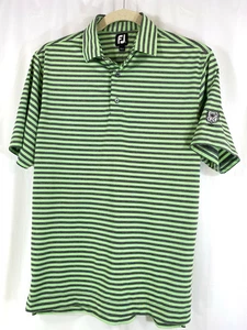 Footjoy Mens Small Green Gray Heather Stripe Short Sleeve Polo Golf Shirt - Picture 1 of 11