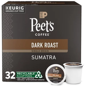 Peet's Coffee, Dark Roast Keurig K-Cup Pods - Single Origin Sumatra 32 Count ... - Picture 1 of 6