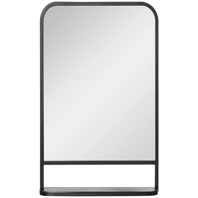 Wall Mirror Metal Black 86x53cm Square with Shelf for Bathroom Bedroom HallwayUK - Image 1 of 4